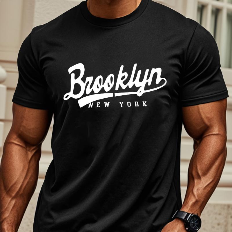 Футболка с надписью Brooklyn New York, Мягкая, дышащая и устойчивая к выцветанию, Классический крой для повседневной носки