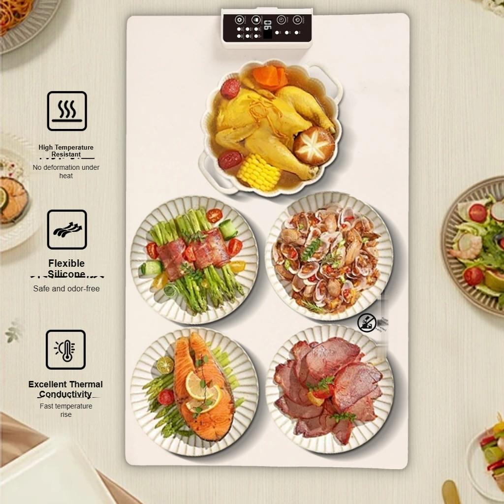 Foldable Silicone Warming Mat, Flexible Electric Food Heating Pad, Household Food Warmer Plate