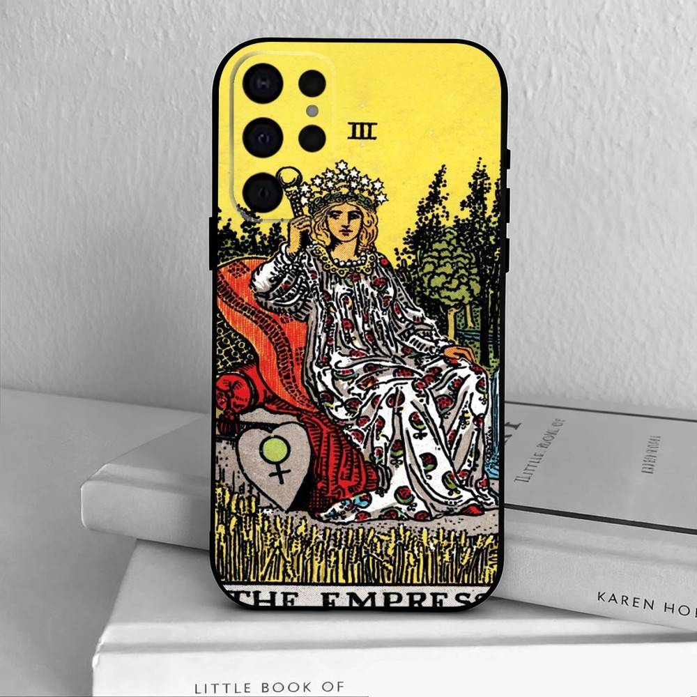T-Tarot C-cards Phone Case For Samsung S25,24,23,22,30,21,10,9,Ultra,Plus,Lite,FE,4,5 G Soft Black Case