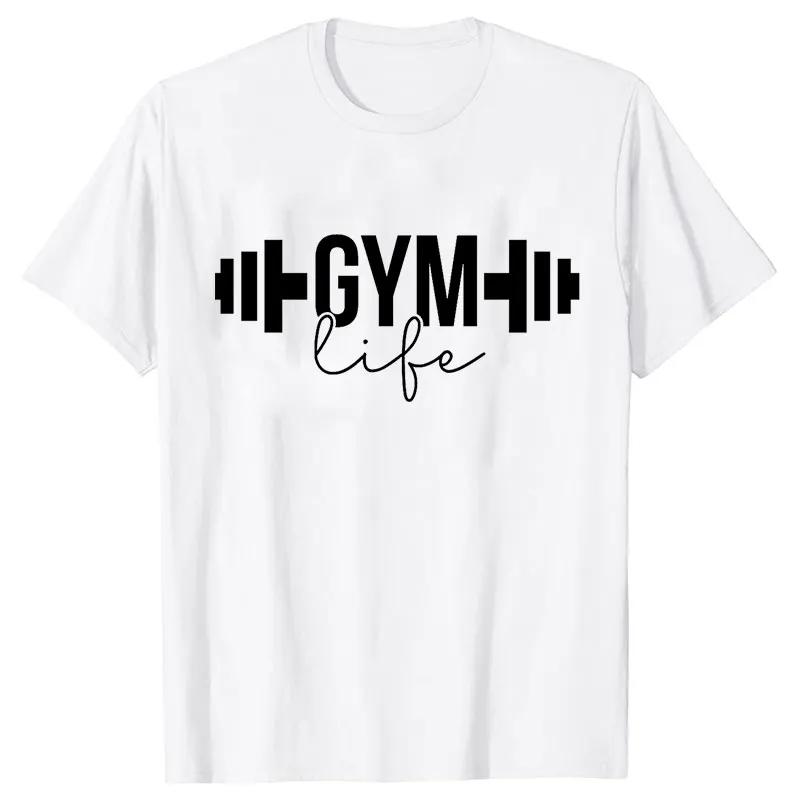 Men's T-shirts Gym Life Shirt Funny Workout Tshirts Motivational Positive Quote Clothing Exercise Fitness Tee Shirt Clothes
