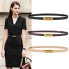 Genuine Leather Thin Belt Women's All-Match First Layer Cow Leather Button Belt Girl's Decorative Skirt Belt Women's