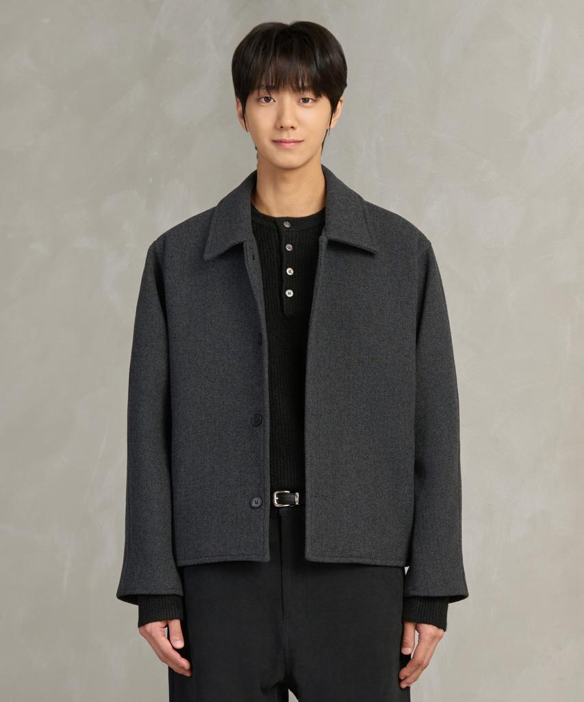 Короткое шерстяное пальто Hyoji Fw в елочку