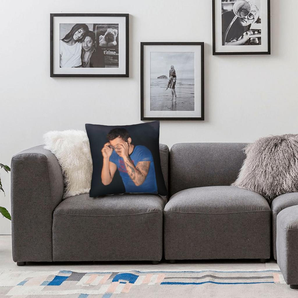 Kiss All The Time Album Square Pillow Covers Polyester Sofa Harrys Music Styles Cushion Case Funny Decor Pillowcase 40*40