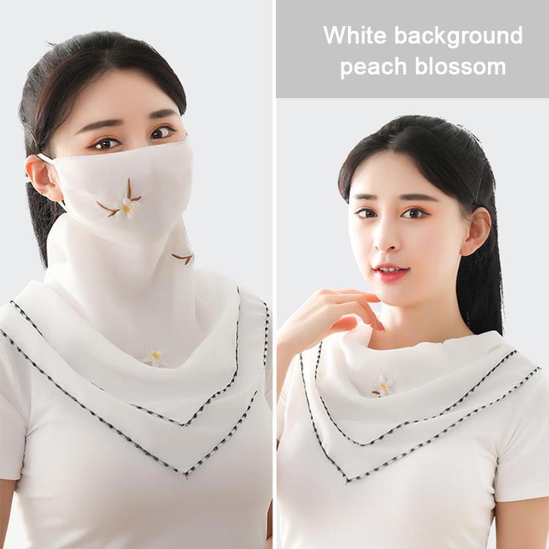 Женская вуаль-маска для лица с элегантным цветочным принтом, УФ-защитный щиток для лица, велосипедная маска для лица, тонкая треугольная шейная повязка, дышащая