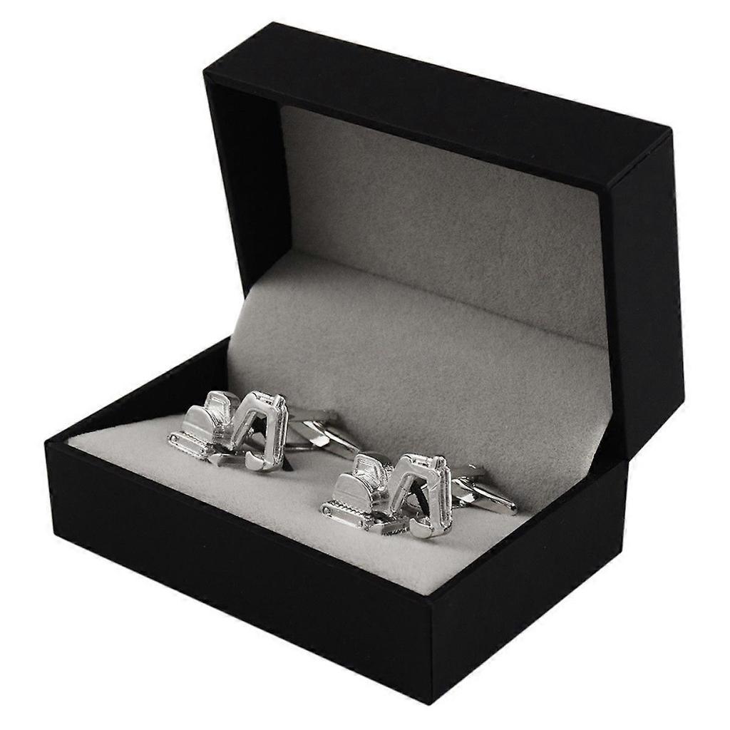 1 Pair Excavator Shape Cufflinks Man's Shirt Studs Silver Plated for Business Wedding Party