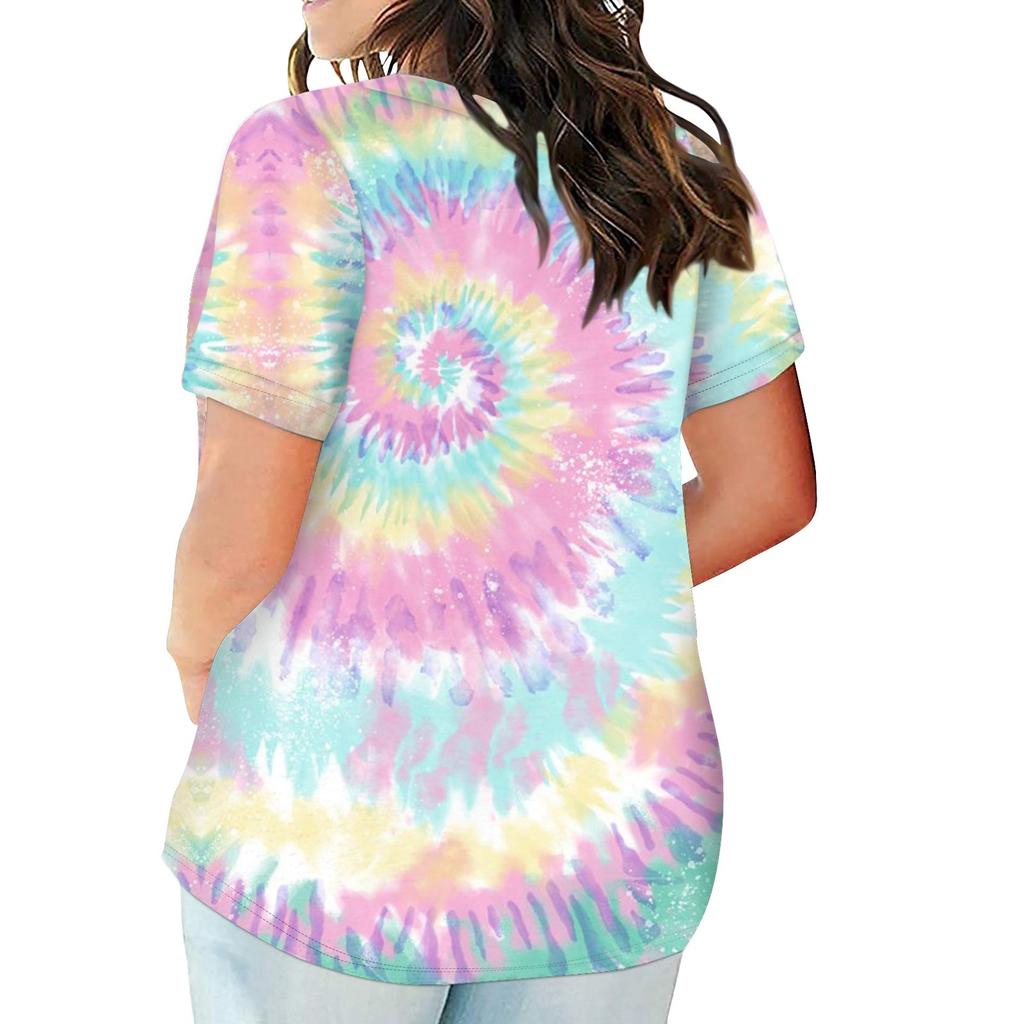 Женская футболка большого размера, повседневный топ с карманами и V-образным вырезом с короткими рукавами