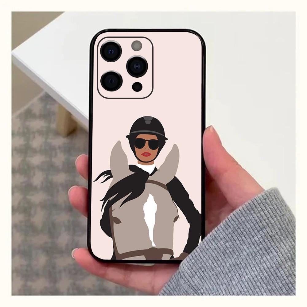 Чехол для телефона с изображением соревновательной лошади для Apple iPhone 15,14,13,12,11,Pro,X,XS,Max,XR,Plus,Mini Мягкий черный чехол