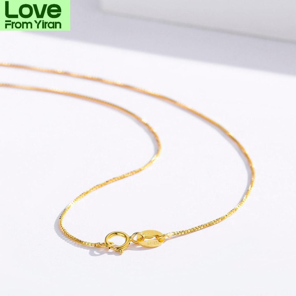 14 "-32" Тонкое настоящее серебро 925 пробы с золотым цветом Тонкая цепочка-ожерелье для женщин и детей, для девочек и мужчин Ювелирные изделия Kolye Collares 065