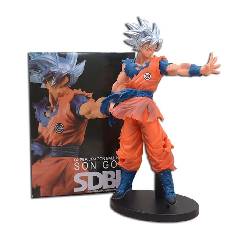 Аниме Dragon Ball Серебристые волосы Сон Гоку Фигурка Самоосторожный Кунг-фу Будокай Достичь Веджета Фигурка Действия Модель В Коробке 24 см ПВХ