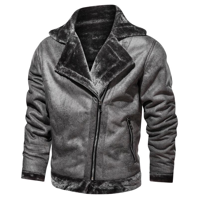Men's Lamb Fur Leather Jacket - Thick, Warm Motorcycle Coat, Casual Large Size for Europe and America.