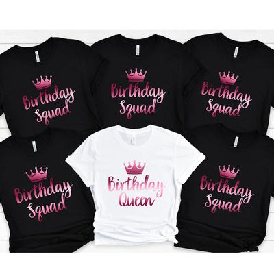 Футболки Birthday Squad для женщин, одежда, рубашка для вечеринки по случаю дня рождения, повседневная футболка, одежда, королева дня рождения, женские топы для девочек, одежда
