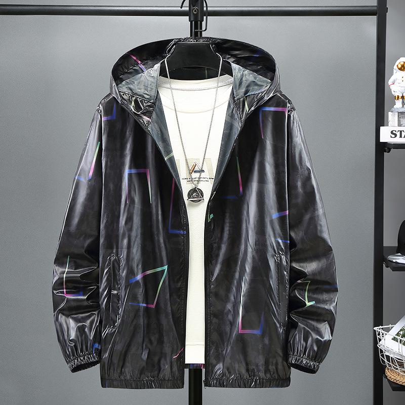 Men's Summer Ice Silk Sun Protection Clothing Thin Section UV Protection Plus Size Sun Protection Clothing Asian Size 4XL-10XL