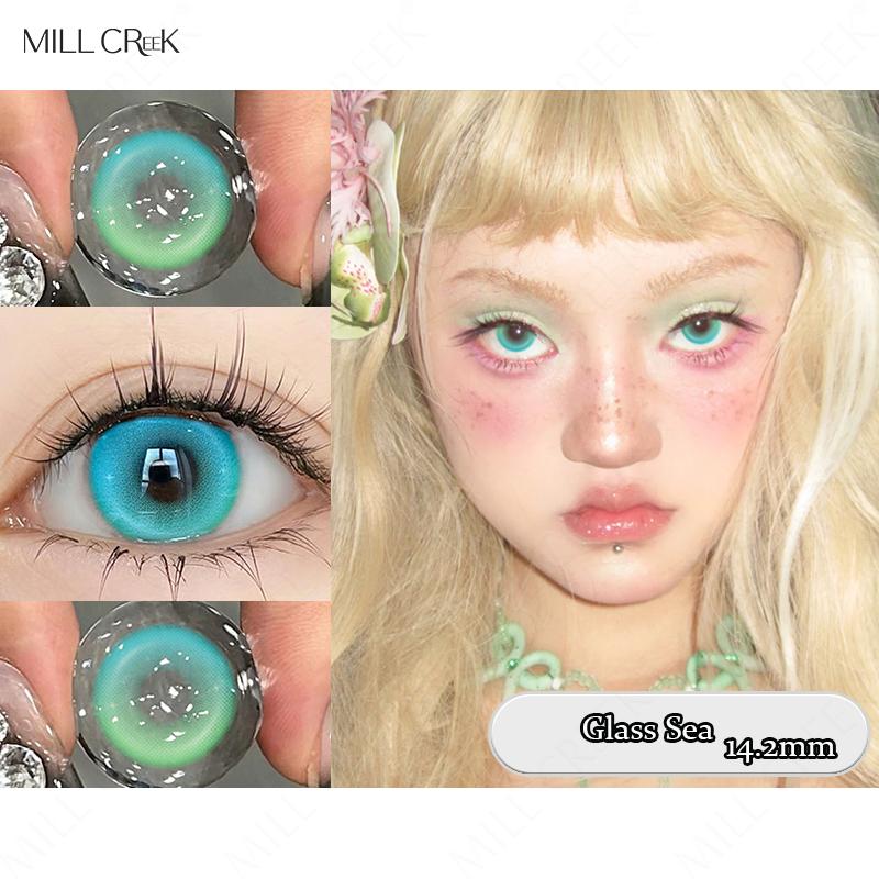 Цветные контактные линзы MILLCREEK, 2 шт., зеленые/розовые/синие/фиолетовые линзы, контактные линзы для косплея, ежегодное использование