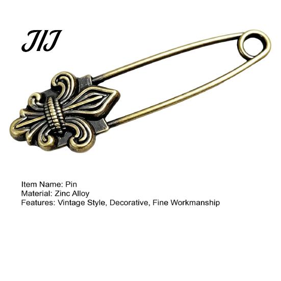 Men Women Brooch Vintage Bronze Safety Pin, Large Feather Bird Leaf Flower Lapel Elegant Pin for Coats, Jackets, Hats, Bags