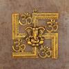 Lord Ganesha On Om Swastik Metal Golden Wall Hanging