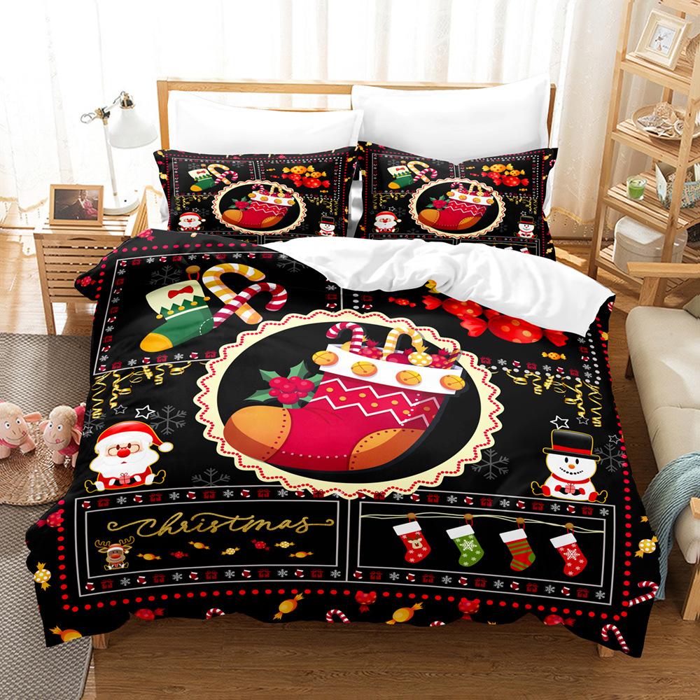 3D Рождественский комплект постельного белья С Новым годом, пуховый пододеяльник, наволочка 2/3 шт., женский детский домашний текстиль, кровать размера «king-size», подарок на Новый год