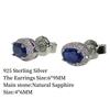 Sace Gems Серьги для женщин стерлингового серебра 925 пробы 4*6 мм серьги-гвоздики с натуральным сапфиром Свадебная вечеринка изящные ювелирные изделия подарок