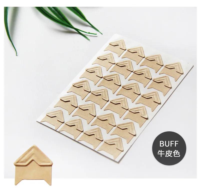 24Pcs/1 Sheet Photo Corner Stickers Make and Paste DIY Photo Album Accessories Paper Kraft Paper Corner Stickers