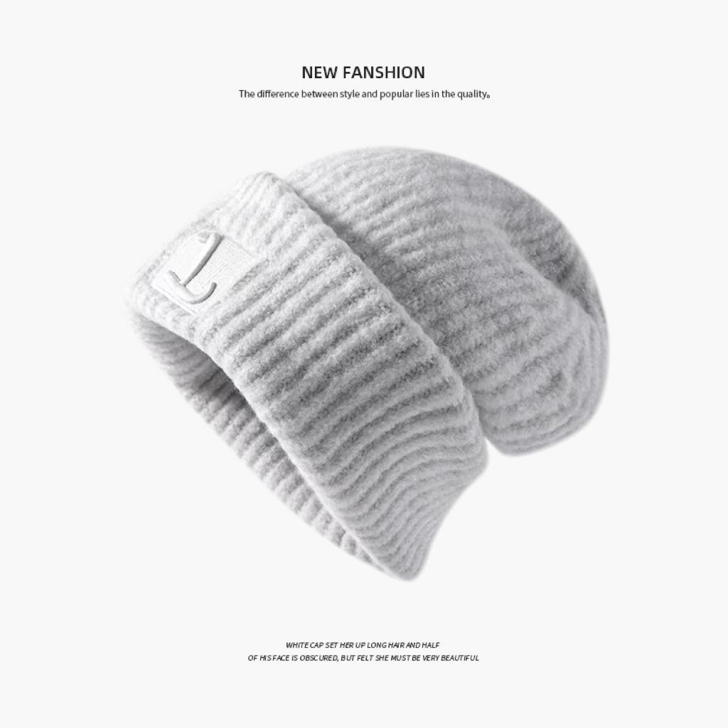 Women's Woolen Beanie with Ear Protection and Plush Lining - Ideal for Big Head Circumference, Small Face, Autumn/Winter