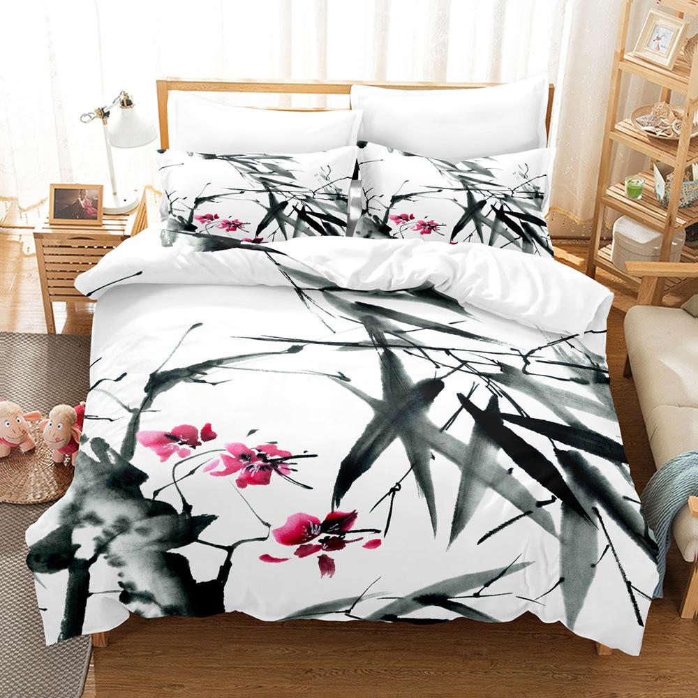 Flowers Bedding Set 3D Printed Blue Pink Colorful Comfortable Brushed King Queen Twin Size Duvet Cover Set For Birthday Gift
