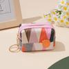 Student's Small PU Leather Zipper Key Coin Cards Lipstick Organizer Pouch Korean Colored Geometric Coin Bags Purse for Women
