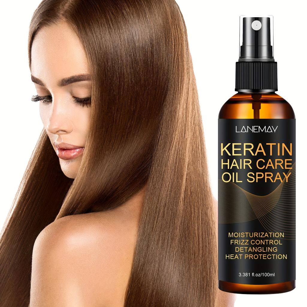 Keratin Hair Care Oil Spray - Deeply Moisturize and Soft Hair, Dry & Damaged Hair,Enhance Hair Shine and Frizz Control - Suitable for All Hair Types