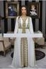 White Stylish Moroccan Dubai Kaftan Abaya Farasha Dress Fancy Handmade Long Gown