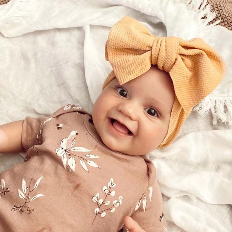 Детская повязка на голову с бантом, эластичный тюрбан, детские повязки на голову с бантами для девочек, аксессуары для волос