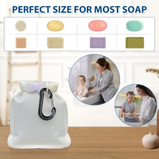 2 шт. дорожных мыльных мешка, сворачивающийся, с застежкой-молнией, водонепроницаемый, устойчивый к протечкам, дорожный контейнер для мыла, быстросохнущий мешочек для мыла