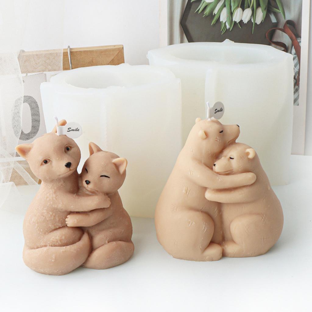 Форма для ароматерапии свечей в виде лисы-обнимашки, ароматизированные свечи в форме медведя, силиконовая форма, формы для ароматерапии из смолы, формы для брелоков своими руками