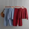 A New Solid-color Knitted Loose Sweater and Casual Pants Two-piece Fashion Set for Autumn and Winter