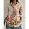 2025 Women's Shirt Flower Active Stylish Blouse Lapel Neck Blouse Women's Long Sleeve Shirts