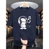 Summer Men's 100% Cotton Casual Loose Fit Plus Size Music Themed Printed Comfortable Sports Round Neck Short Sleeved T-shirt Top