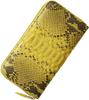 Sankyo Shokai Diamond Python Leather Men's Zip-Around Long Wallet, Python: Yellow