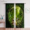 Forest Trees Green Leaf Plants Curtains, Natural Landscape, Balcony Curtains, 2 Panel, Living Room, Bedroom, Window Decor