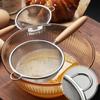 Wooden Handle Stainless Steel Small Colander Fine Mesh Oil Strainer Multi-Function Filter Mesh Flour Sifter Kitchen Baking Tools