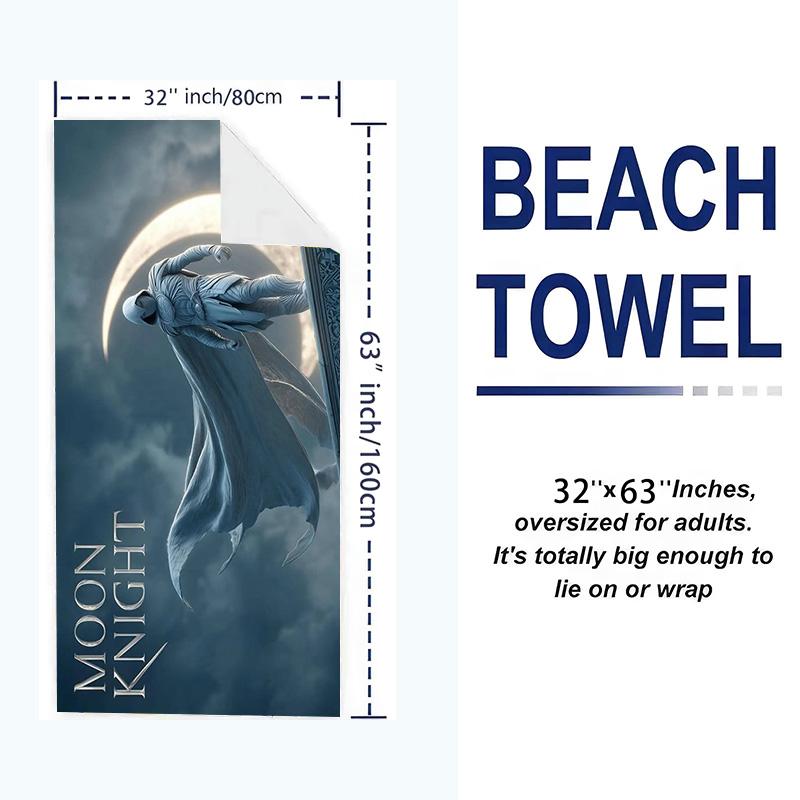 Moonknight Print Beach Towel, Large Soft Quick Dry Towel for Beach Camping Swimming