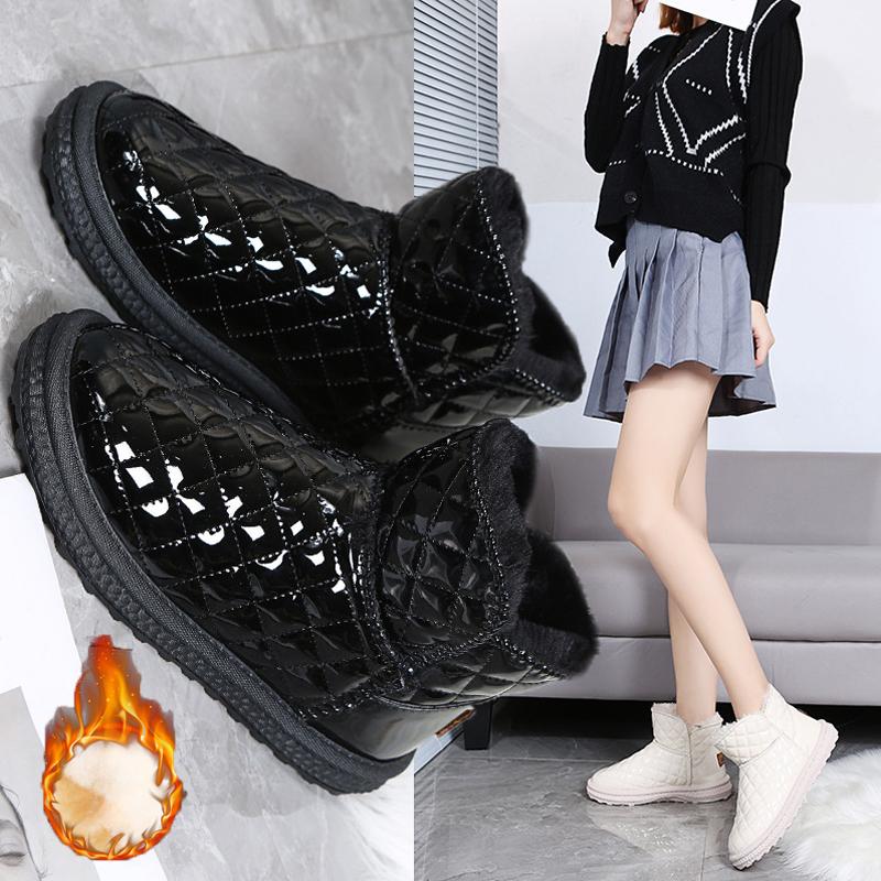 Женские зимние сапоги на плюшевой и утолщенной зимней толстой подошве, теплая женская хлопчатобумажная обувь со зимними ботинками