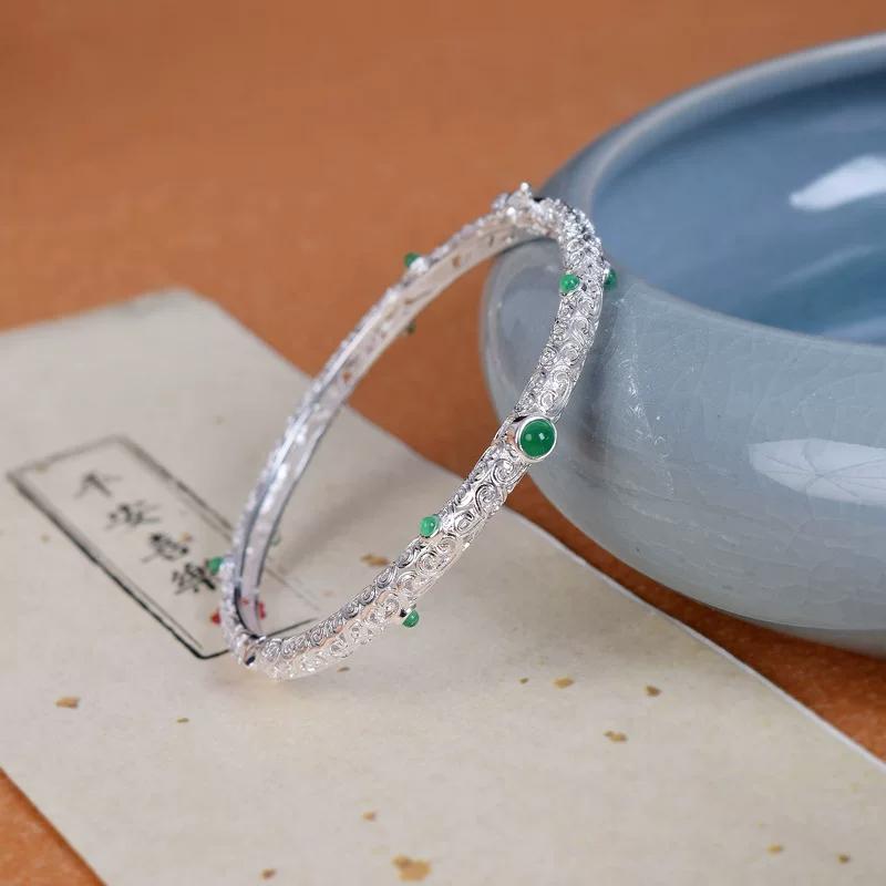 Xiangyun Ruyi bracelet women's cheongsam young hollow engraved retro ethnic style ancient gold bracelet open bracelet