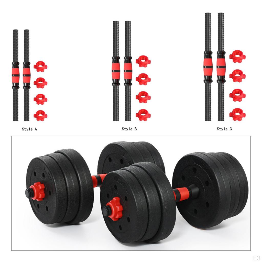 2 Pieces Dumbbell Bars Barbell Handle Dumbellsweights Set with 4 Collars for Weightlifting Exercise