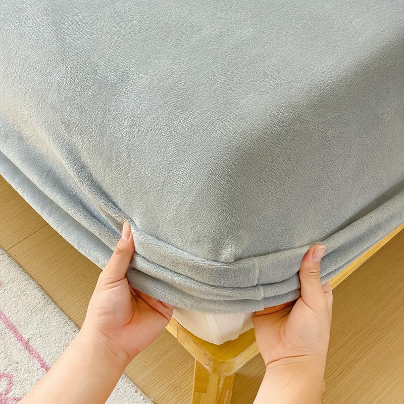 Warm Velvet Fitted Bed Sheet with 360 Elastic Band Mattress Protector Cover Coral Fleece Bedspreads for Single Double Bedsheet
