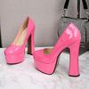 Super High Heels Women Party Shoes Night Club Sexy Ladies Pumps Platform Modern Shoes Square Heel 14cm Black White Pink A42130