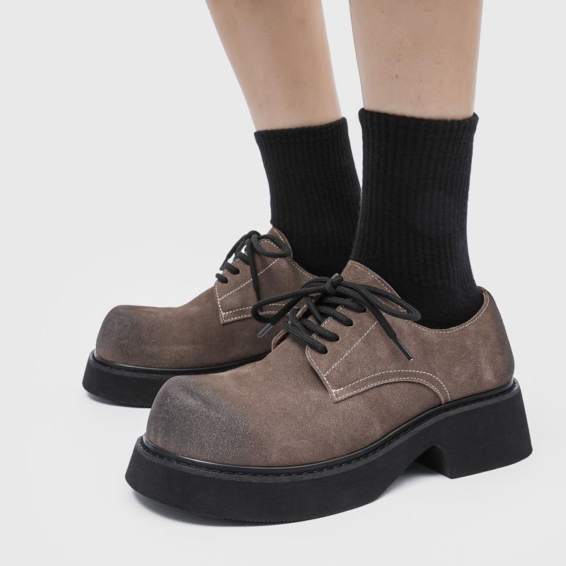 Туфли с большой головой мужские туфли трендовые черные нишевые Микки с высоким чувством дерби на толстой подошве с увеличением роста хулиганские красивые 9522-H