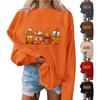 Женский пуловер с принтом Хэллоуина, круглый вырез, заниженная линия плеча, блузка с длинными рукавами