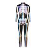 Halloween Cosplay Costumes Women Adult Gold Ghost Skeleton Print Bodysuit Long Sleeve Carnival Party Fancy Monos Mujer