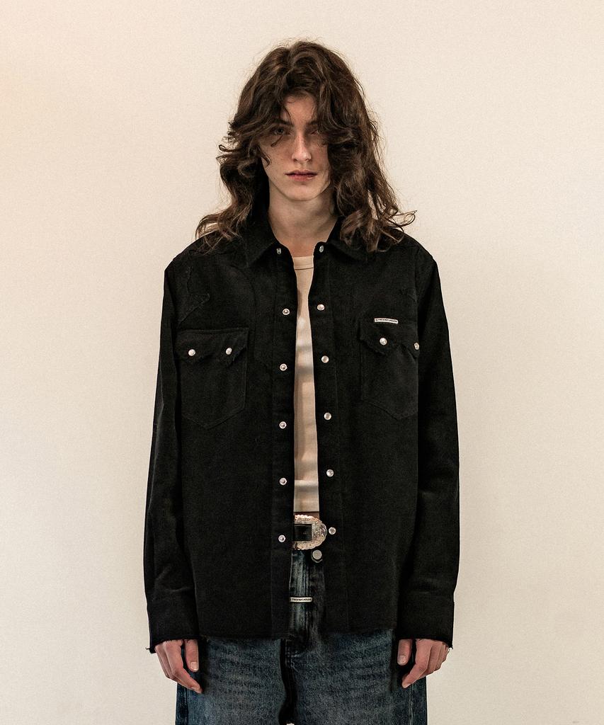 THEVINYLHOUSE Corduroy Western Shirts Black