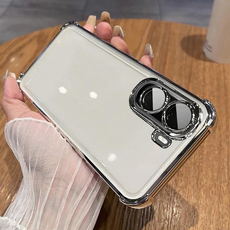 Для Xiaomi POCO M7 4G Little M 7 Чехлы с защитой четырех углов, с покрытием, Защитная пленка для объектива, Мягкий силиконовый противоударный задний чехол