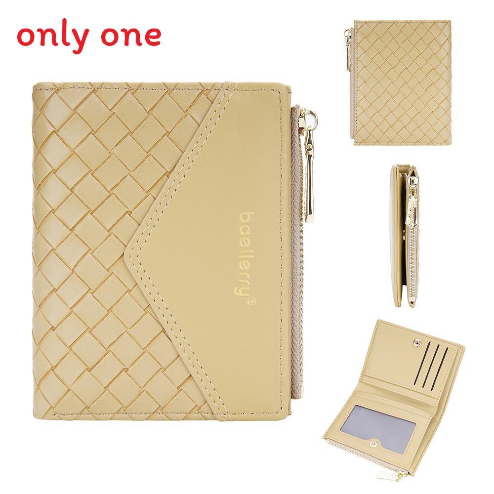 Ladies Fashion Card Holder Pu Material With Weaving Pattern Design And Letter Print For Everyday Carry