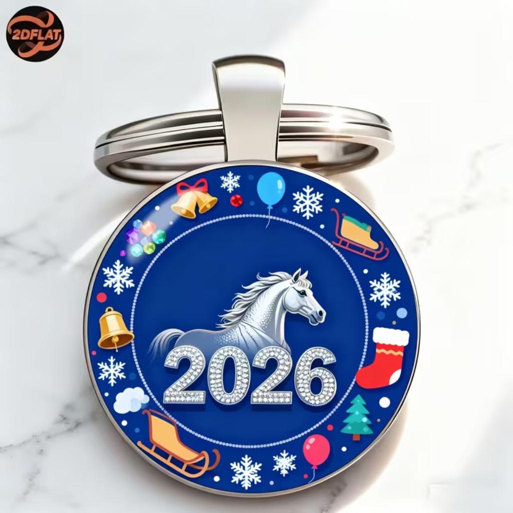 Круглый Металлический Брелок-Подвеска из Сплава с Дизайном Лошади 2026 Декоративный Брелок для Сумки Ключей Машины Офиса Дома