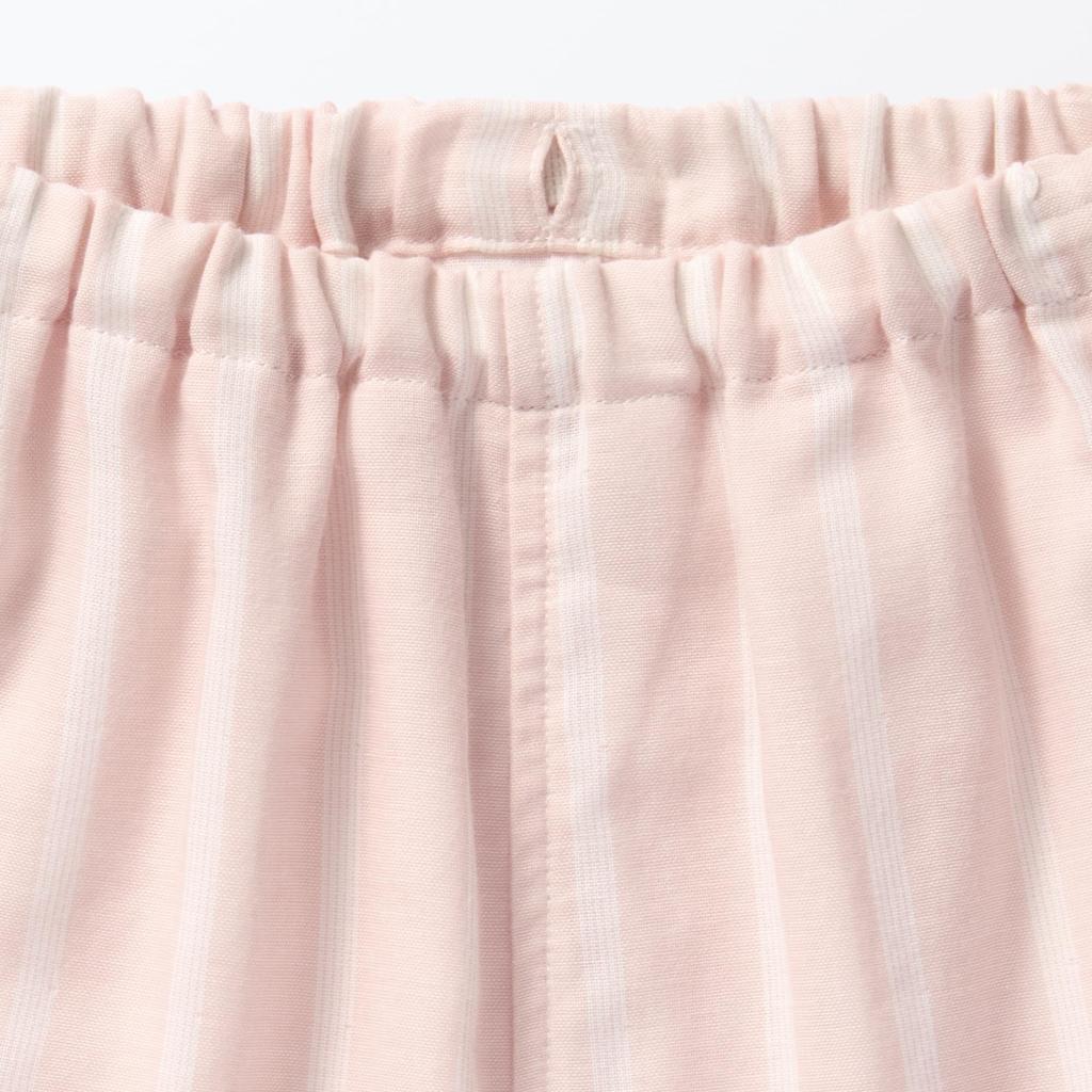 MUJI Baby Двойная сменная пижама из марли без швов по бокам, унисекс для малышей FEB07A5S Светло-розовая полоска, для малышей 80-90